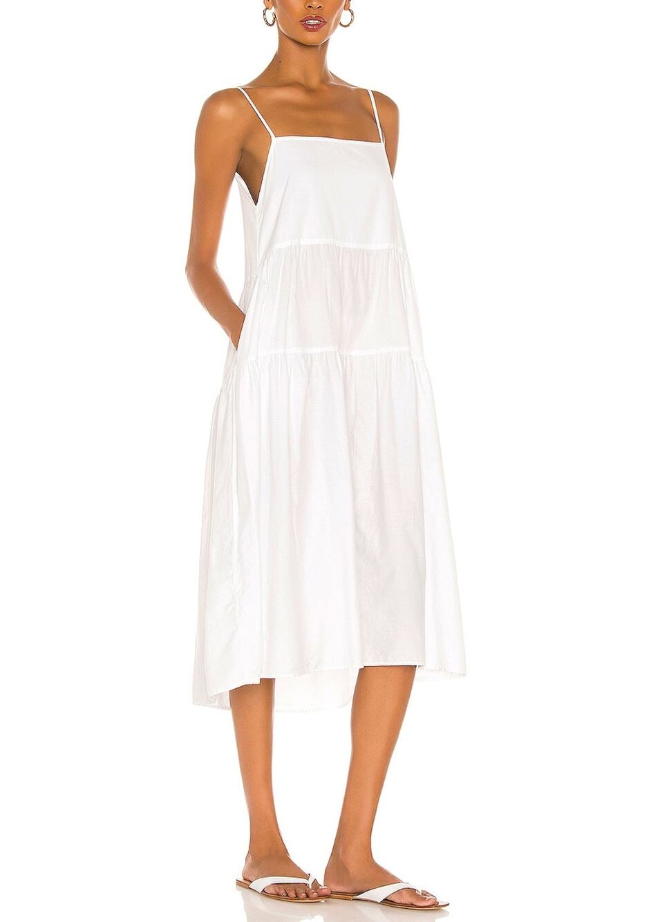 Enza Costa Cotton White Tiered Dress Size 0